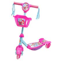 Patinete Cestinha Radical Sereia Led Musical Infantil Rosa