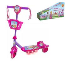 Patinete com Cesta Infantil 3 Rodas Radical Sonho de Princesa com Luz Som DM Toys DMR5621