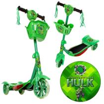 Patinete Crianças Scooter 3 Rodas Brinquedo Infantil Hulk