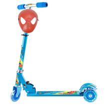 Patinete de Ferro Menino 3 Roda Led Com Máscara Homem Aranha