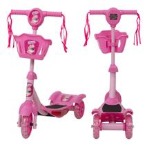 Patinete de Menina Barbie 3 Rodas Brinquedo Criança Com Led