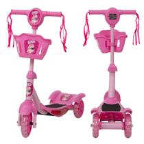 Patinete de Menina Barbie 3 Rodas Brinquedo Criança Com Led - Zein
