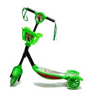 Patinete De Menino Verde De Dinossauro Com Cestinha E Luz - DM Toys