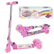 Patinete de Metal Luzes nas 3 Rodas Ajuste Altura Meninas Unicórnio Rosa até 35kg Patinete de Metal Luzes nas 3 Rodas Ajuste Altura Meninas Unicórnio Rosa até 35kg