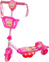 Patinete DM Toys com Cesta Som Luz Belinda Rosa p Crianças