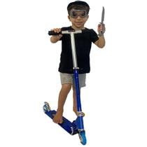 Patinete Dm Toys Reforçado Menino + Fantasia Kit Policial