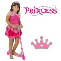 Patinete DM Toys Rosa de Princesa + Fantasia Vestidinho Pink
