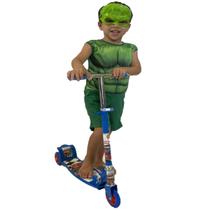 Patinete DmToys New Corrida Divertida Menino + Fantasia Hulk