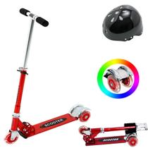 Patinete Dobrável Alumínio 3Roda Led + Capacete Ajustável