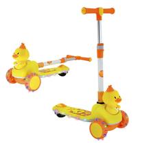 Patinete Dobrável Com Boneco Patinho Som Luz Led Rodas Inclinável Guidão Até 60 Kg