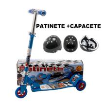 Patinete Dobrável Compacto Azul de Menino E Capacete - DM Toys