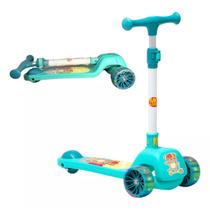 Patinete Dobravel Infantil Ajustavel Até 50kg Urso Fofo Azul