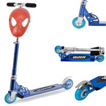 Patinete Dobrável Resistente Até 40Kg Azul + Máscara Aranha