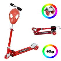 Patinete Dobrável Resistente Roda Led + Máscara Homem Aranha