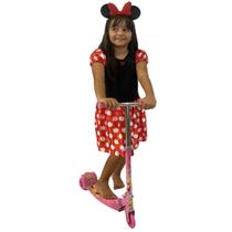 Patinete Ferro Infantil Dobrável Dm Toys + Fantasia Minnie