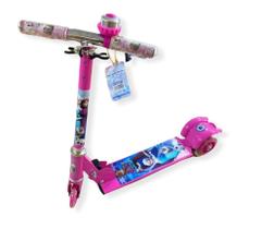 Patinete Frozen Menina Infantil 3 Rodas com Led