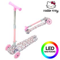 Patinete Hello Kitty Rosa para Crianças de 3 Rodas LED