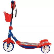 Patinete Homem ARANHA Cestinha 3 Rodas com LED e Som BBR TOYS