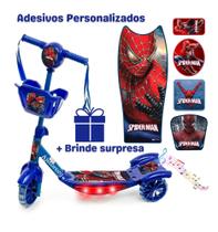 Patinete Homem Aranha Personalizado Azul Musical + Entrega em todo Brasil