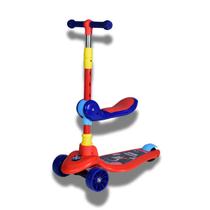 Patinete Infantil 2 em 1 com Assento Azul e Vermelho - 3 Rodas Uni Toys