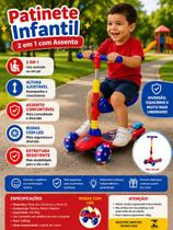 Patinete Infantil 2 em 1 com Assento LED Ajustável Patinete Infantil 2 em 1 com Assento LED Ajustável