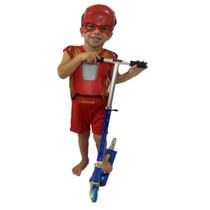 Patinete Infantil 2 Rodas Alumínio + Fantasia Homem de Ferro - DM Toys