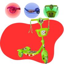 Patinete Infantil 3 Rodas 99 Toys com Cesta e Luz LED Dinossauro, Unicórnio, carros Verde, Rosa ou Azul Patinete Infantil 3 Rodas 99 Toys com Cesta e Luz LED Dinossauro, Unicórnio, carros Verde, Rosa ou Azul