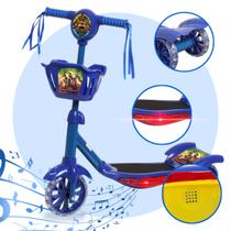 Patinete Infantil 3 Rodas Azul Com Som Luz LED Personagem Patinete Infantil 3 Rodas Azul Com Som Luz LED Personagem
