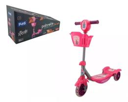 Patinete Infantil 3 Rodas Cesta Rosa Crianças Luz Princesa Patinete Infantil 3 Rodas Cesta Rosa Crianças Luz Princesa