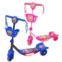 Patinete Infantil 3 Rodas Cestinha com Sons Luz Led E Freio