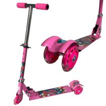 Patinete Infantil 3 Rodas com Led ajuste de altura e dobrável Criança Menino Menina