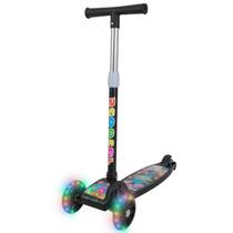 Patinete infantil 3 rodas com luzes led dobrável e ajustável menino menina