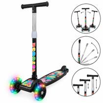 Patinete infantil 3 rodas com luzes led dobrável e ajustável menino menina - ATENTU