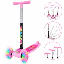 Patinete infantil 3 rodas com luzes led dobrável e ajustável menino menina - ATENTU