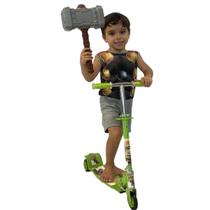 Patinete Infantil 3 Rodas Dino 50KG + Fantasia Martelo Thor - DM Toys