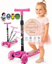 Patinete Infantil 3 Rodas Disney Princesas - LED, Altura Ajustavel, 3+