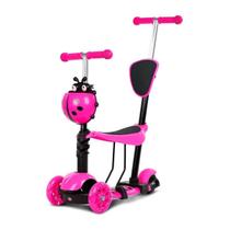 Patinete Infantil 3 Rodas Importway 3 Em 1 Rosa Com Banco