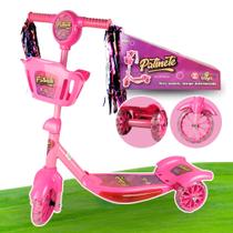 Patinete Infantil 3 Rodas Luz Led Ajustavel Menino E Menina Rosa