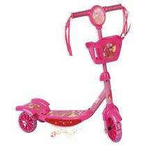 Patinete Infantil 3 Rodas Luz Led Com Cesto Música Regulável