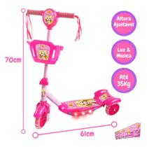 Patinete Infantil 3 Rodas Menina Ajustável Até 35kg Luz Som