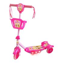 Patinete Infantil 3 Rodas Menina Ajustável Até 35kg Luz Som - DM Toys