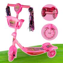 Patinete Infantil 3 Rodas Menino Menina Led 50kg Som E Luz Rosa