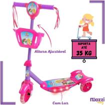 Patinete Infantil 3 Rodas Música e Luz Princesas DM Radical