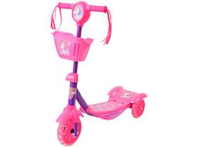 Patinete Infantil 3 Rodas Unicórnio Lulie Sport com LED com Cestinha