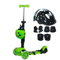 Patinete infantil 3em1 joaninha verde cesto e kit capacete