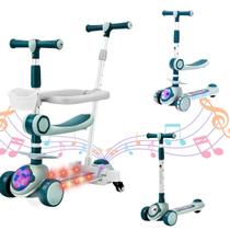 Patinete Infantil 3x1 Azul Com Cesto Pequeno E Empurrador