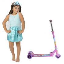 Patinete Infantil 50kg Rosa com Kit de Fantasia Completa.