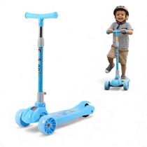 Patinete Infantil Altura Ajustável Dobravel com Luz led 3 Rodas Meninos e meninas Azul ou Rosa Unidunitoys