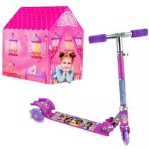 Patinete Infantil Ariel e Princesas Disney 3 Rodas + Barraca