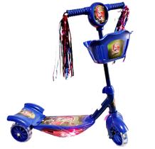 Patinete Infantil Azul Menino Radical Brinquedo 3 Rodas Com Som e Luzes